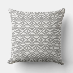Coussin Forme géométrique abstraite en gris et blanc jeté 
