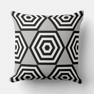 Coussin Forme géométrique Abstraite en noir, gris et blanc