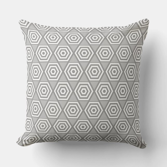 Coussin Forme géométrique Abstraite en Pi gris et blanc (Recto)