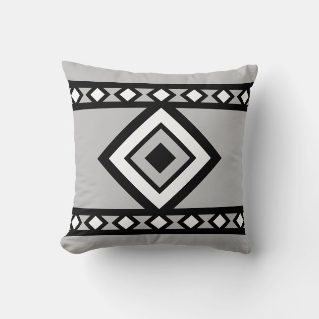 Coussin Forme géométrique en Gris noir et Diamant blanc (Recto)