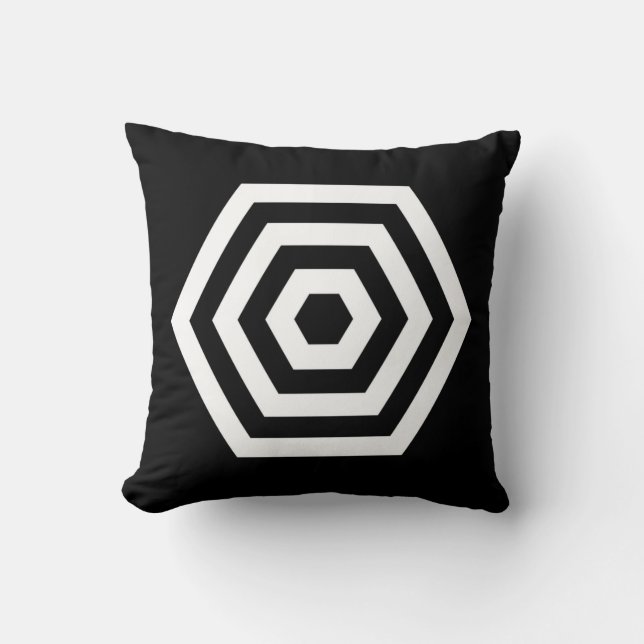 Coussin Forme géométrique hexagonale sur fond noir (Recto)