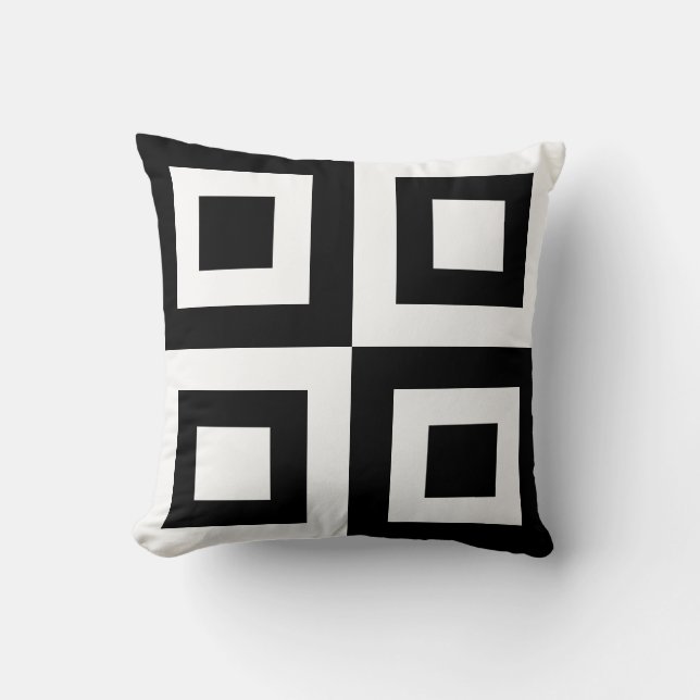 Coussin Forme géométrique moderne de Carré noir et blanc (Recto)