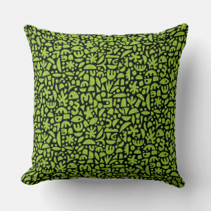 Coussin Formes Abstrait 140821 - Vert Martien sur Noir