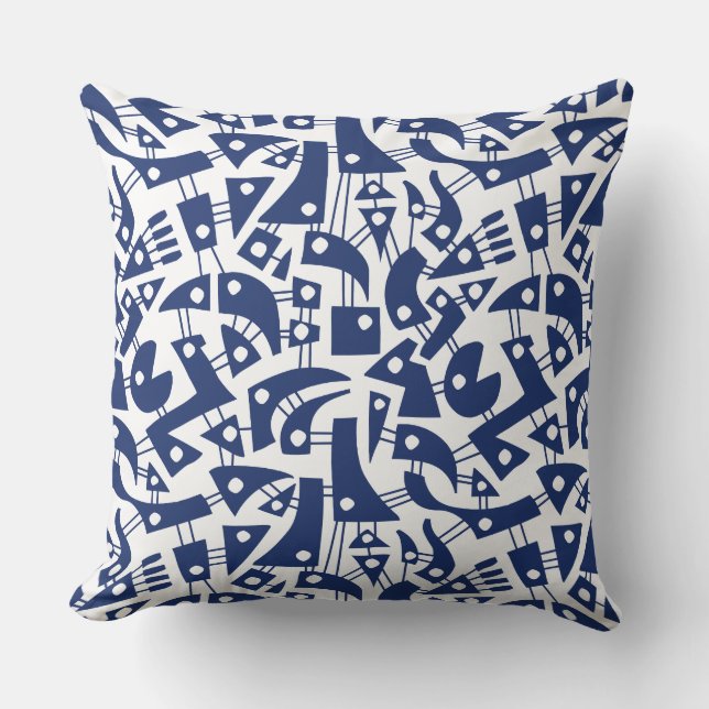 Coussin Formes Abstraites 180318 - #1D336D sur blanc (Recto)