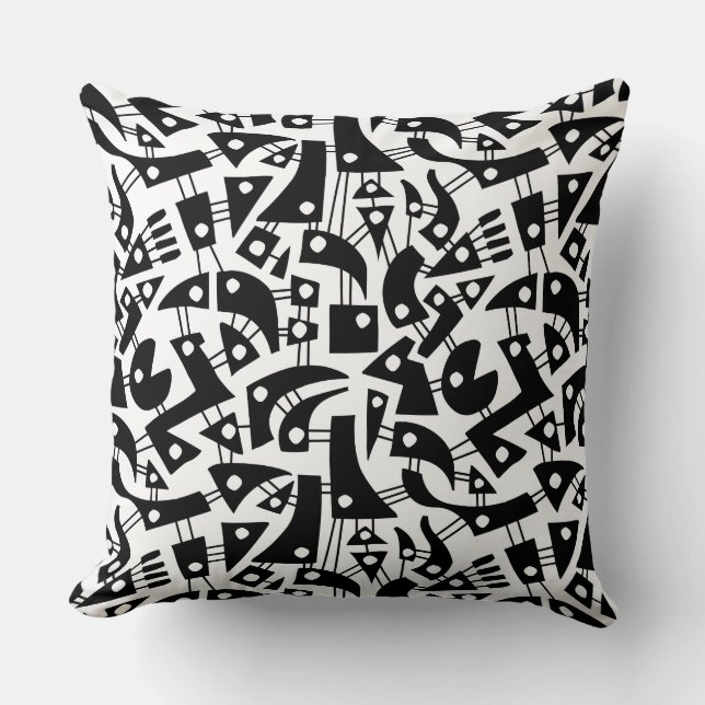 Coussin Formes Abstraites 180318 - Noir sur blanc (Recto)