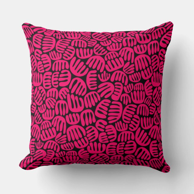 Coussin Formes Abstraites 301122 - Rouge néon sur noir (Recto)