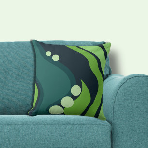 Coussin Formes Abstraites de flux organiques bleus et vert