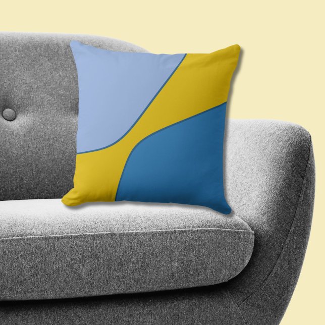 Coussin Formes Abstraites de quarts irréguliers bleu-jaune (Abstract Blue-Yellow Irregular Quarter Shapes Throw Pillow)