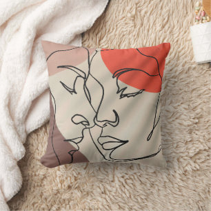 Coussin Formes Abstraites Dessin d'une ligne Couple minima