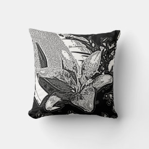 Coussin formes abstraites en noir et blanc contemporaines