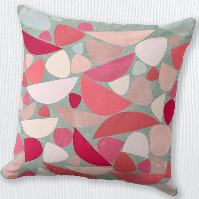 Coussin Formes Abstraites modernes rose (Modern abstract pink and sea foam throw pillow)