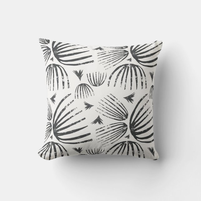 Coussin Formes Abstraites Motif Sans Couture en Noir et Bl (Recto)