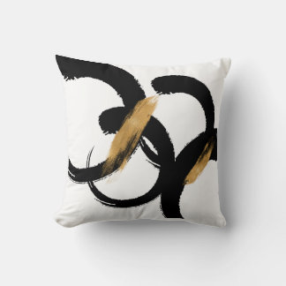 Coussin Formes Abstraites Noir et Or