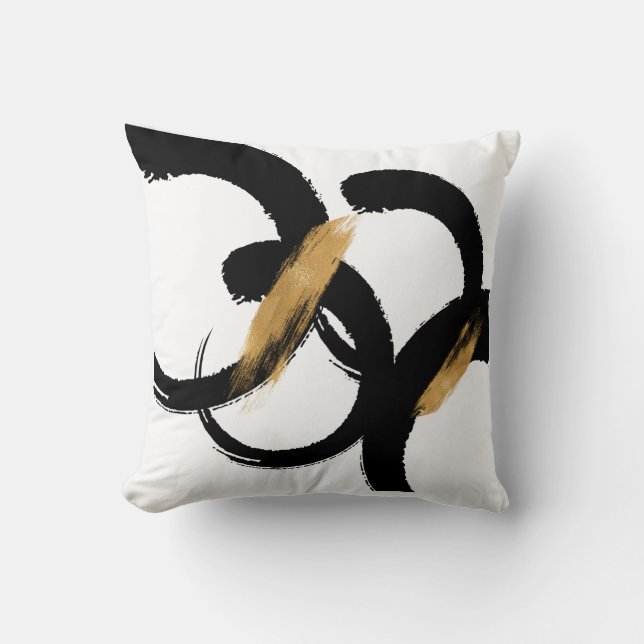 Coussin Formes Abstraites Noir et Or (Recto)