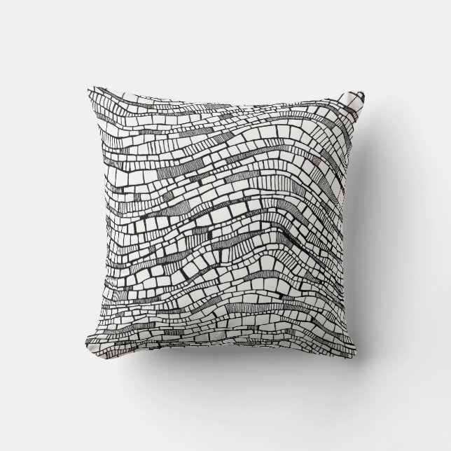 Coussin Formes abstraites noires et blanches (Recto)