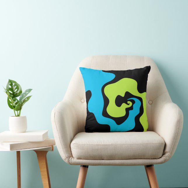 Coussin Formes abstraites simples élégantes Bleu vert noir (Chaise)