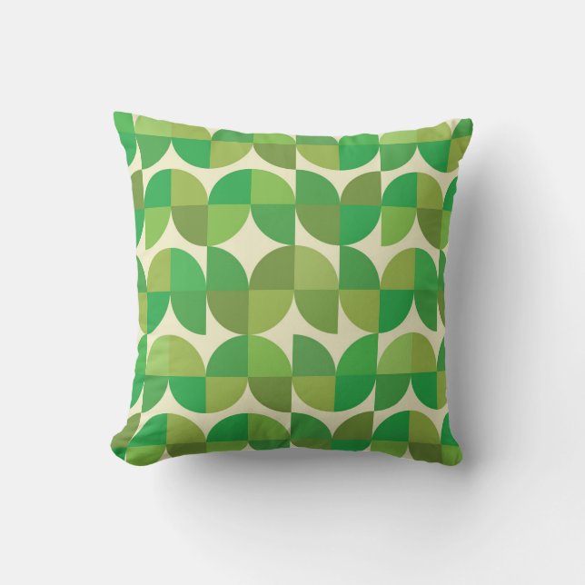 Coussin Formes Abstraites Vertes du Milieu de Siècle  (Recto)