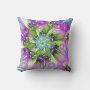 Coussin Formes arrondies de spirale colorées Art fractal A