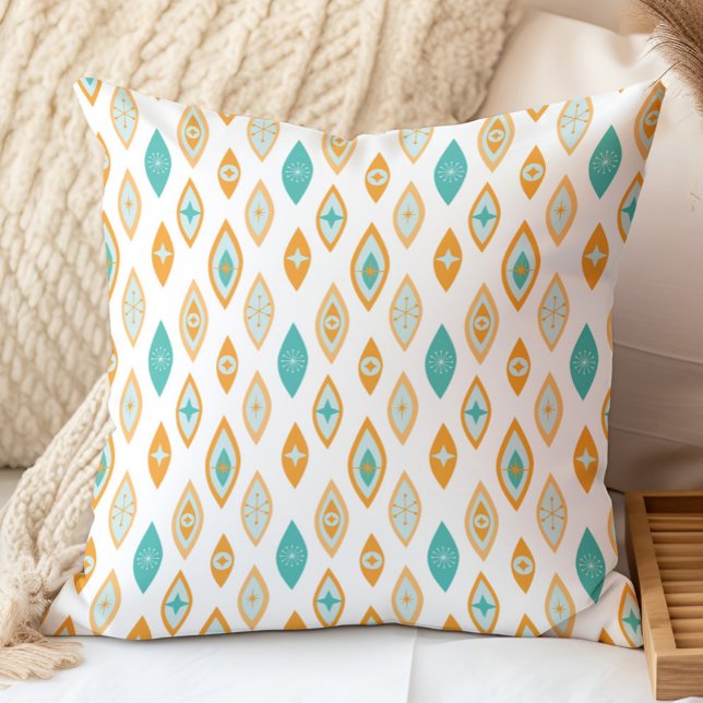 Coussin Formes atomiques modernes du milieu du siècle Aqua (Créateur téléchargé)