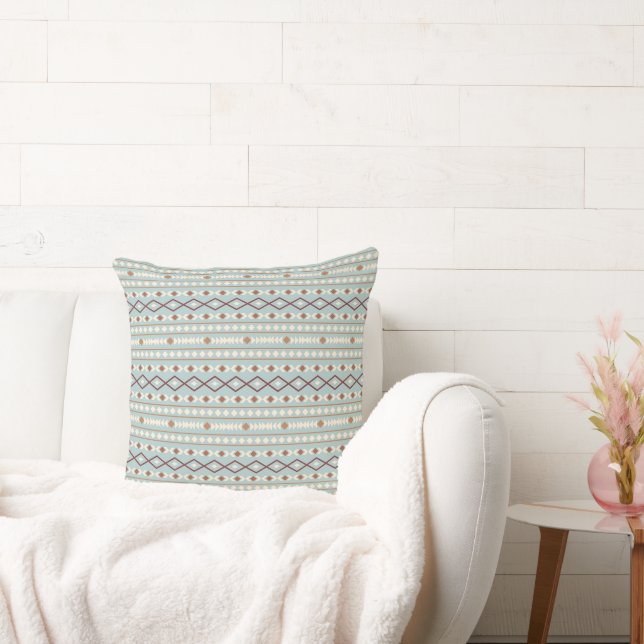 Coussin Formes Aztec Motif Rpt Crème Rusts Turquoise-Bleu (Canapé)