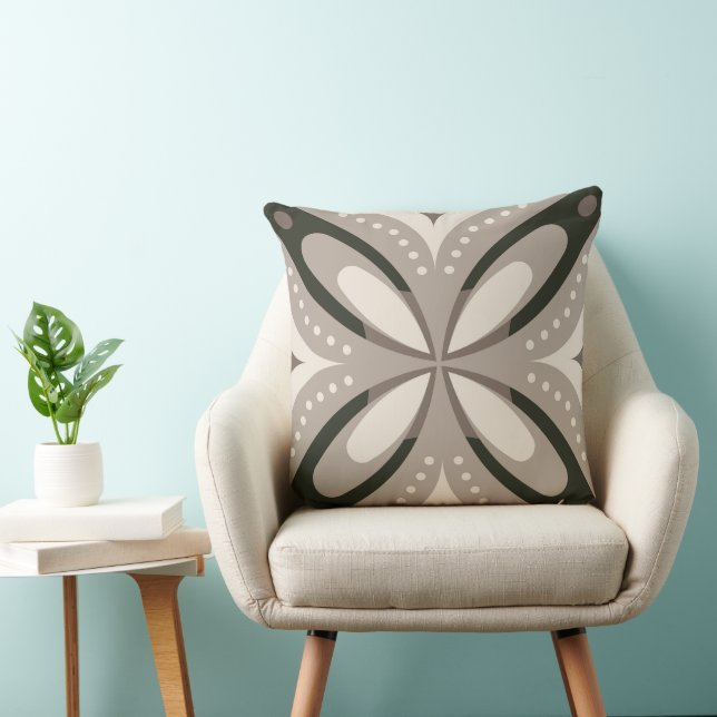 Coussin Formes circulaires rétro beige et marron (Chaise)