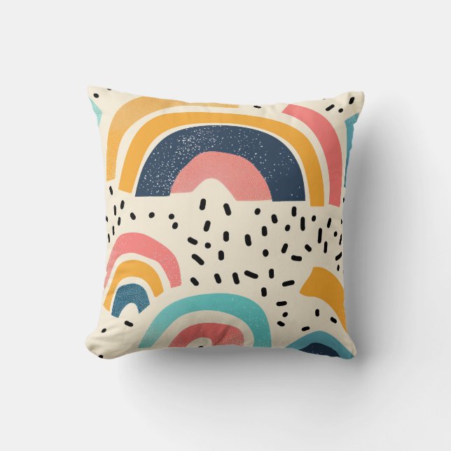 Coussin Formes courbes Abstraites avec tirets (Recto)