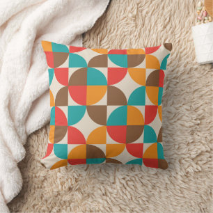Coussin Formes de cercles orange rouge sarcelle milieu du