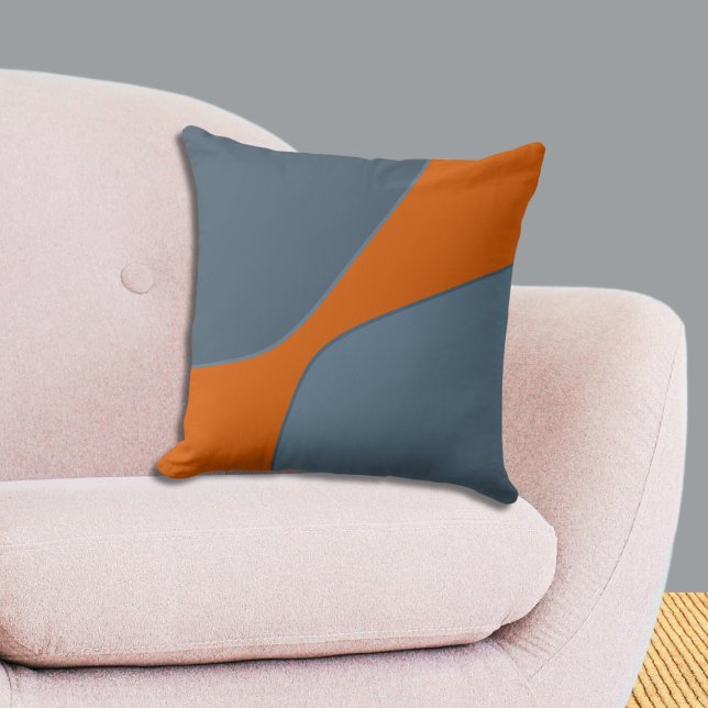 Coussin Formes de quart irrégulières orange et bleu   (Irregular Orange and Blue Quarter Shapes Throw Pillow, Livingroom)