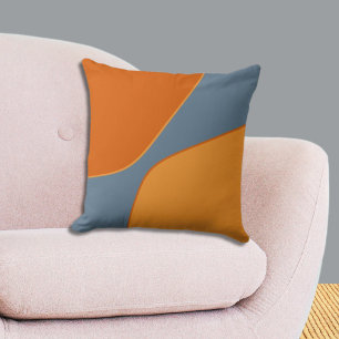 Coussin Formes de quartier irrégulières orange et bleu