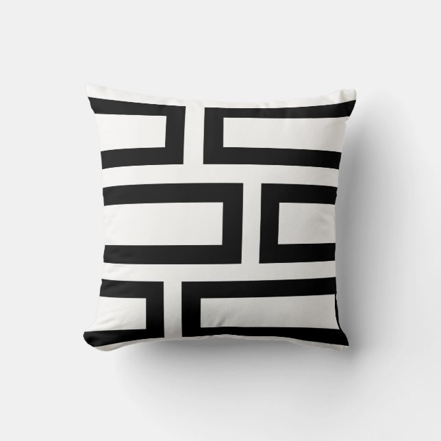 Coussin Formes géométriques abstraites noires et blanches  (Recto)