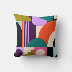 Coussin Formes géométriques abstraites vibrantes Couleurs