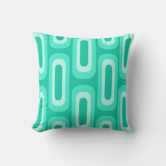 Coussin Formes géométriques du milieu du siècle Turquoise (Recto)