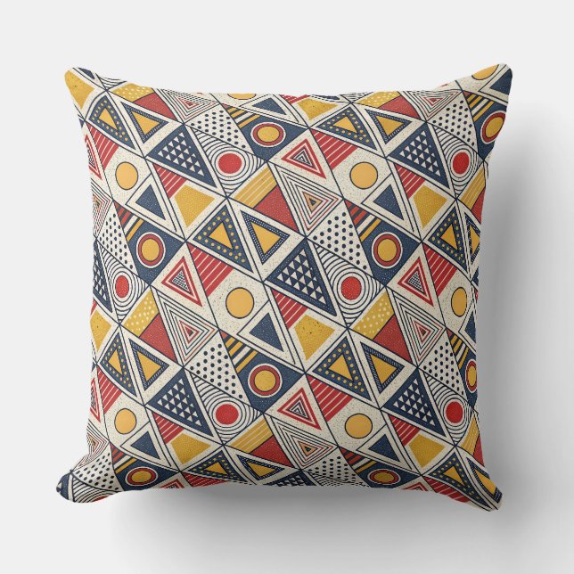 Coussin Formes géométriques et motifs de lignes dans le st (Recto)