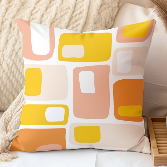 Coussin Formes géométriques funky du milieu du siècle Oran (Créateur téléchargé)