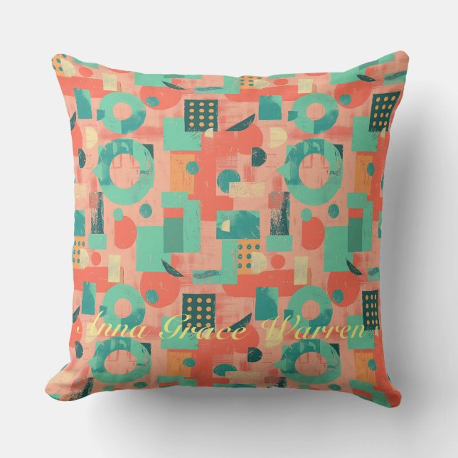 Coussin Formes géométriques Gras Avec Accents Mint Aqua 2 (Recto)