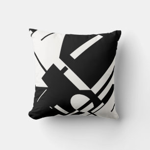 Coussin Formes géométriques inclinées en gras blanc sur no