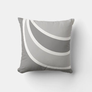 Coussin Formes géométriques ondulées grises et blanches ab