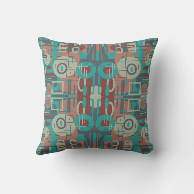 Coussin Formes géométriques tribales du sud-ouest Art Abst (Verso)