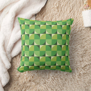 Coussin Formes géométriques vertes du milieu du siècle sur