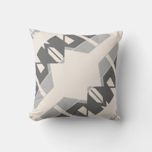 Coussin Formes grises de Charbon Beige Diagonal Abstrait
