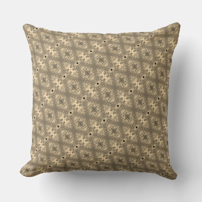 Coussin Formes marron carré et points noirs alignés, ondul (Recto)