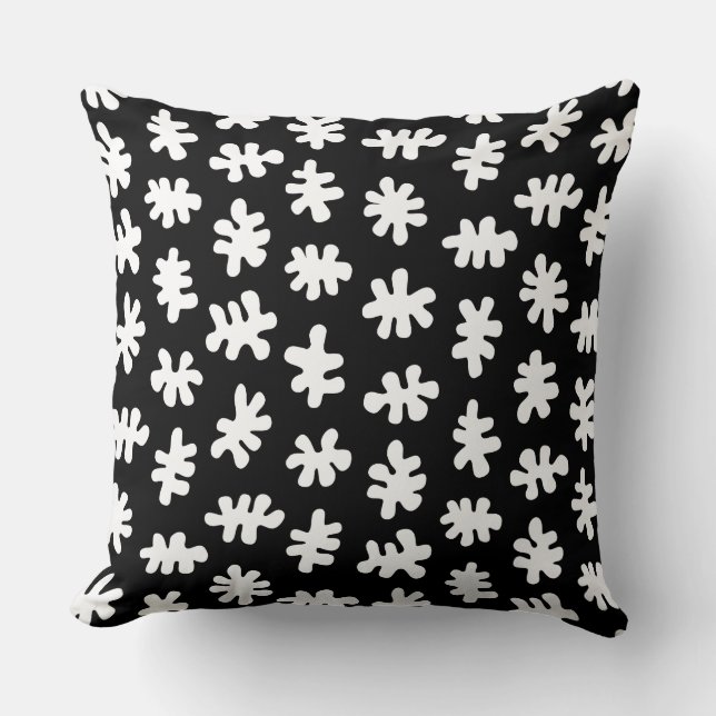 Coussin Formes morphiques 120322 - Blanc sur noir (Recto)