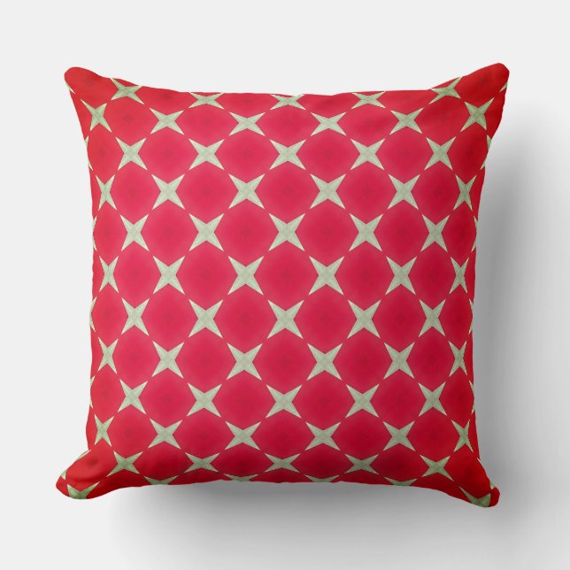 Coussin Formes octogonales rouges et quatre étoiles (Recto)