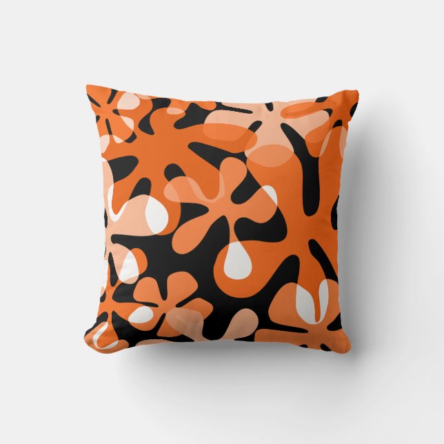 Coussin Formes rétro super Orange Noir Blanc (Recto)