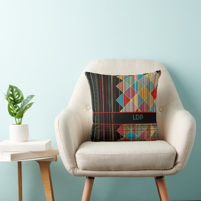 Coussin Formes triangulaires triangulaires avec initiales  (Chaise)