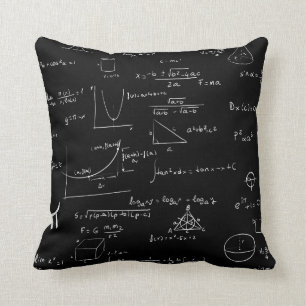 Coussin Formules et graphismes en mathématiques noir et bl