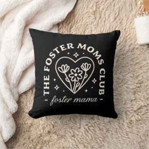 Coussin Foster care moms club groupe de soutien noir