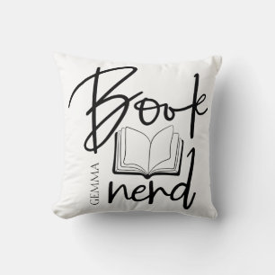 Coussin Fou de livres Nom de fanatique de livres drôle Scr