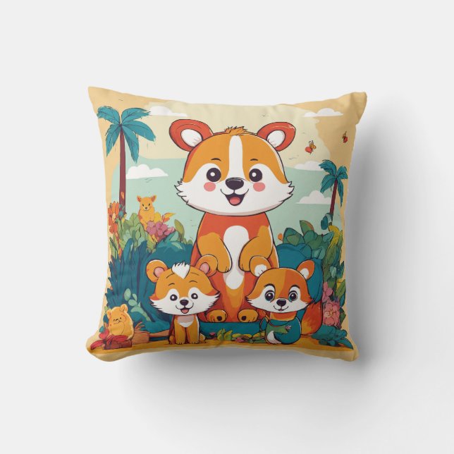 Coussin Fou mignon : Jungle Friends Playtime (Recto)