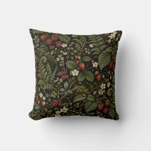 Coussin Fougère botanique de baie sauvage foncée